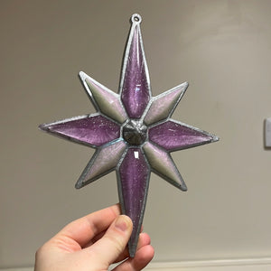 Purple and silver North Star Christmas ornament