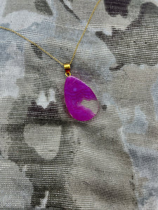 Violet teardrop landscape pendant necklace