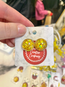 Yellow glitter earrings