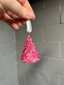 Pink glitter Christmas tree ornament