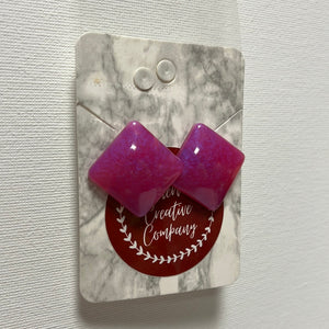 Fushia square earrings