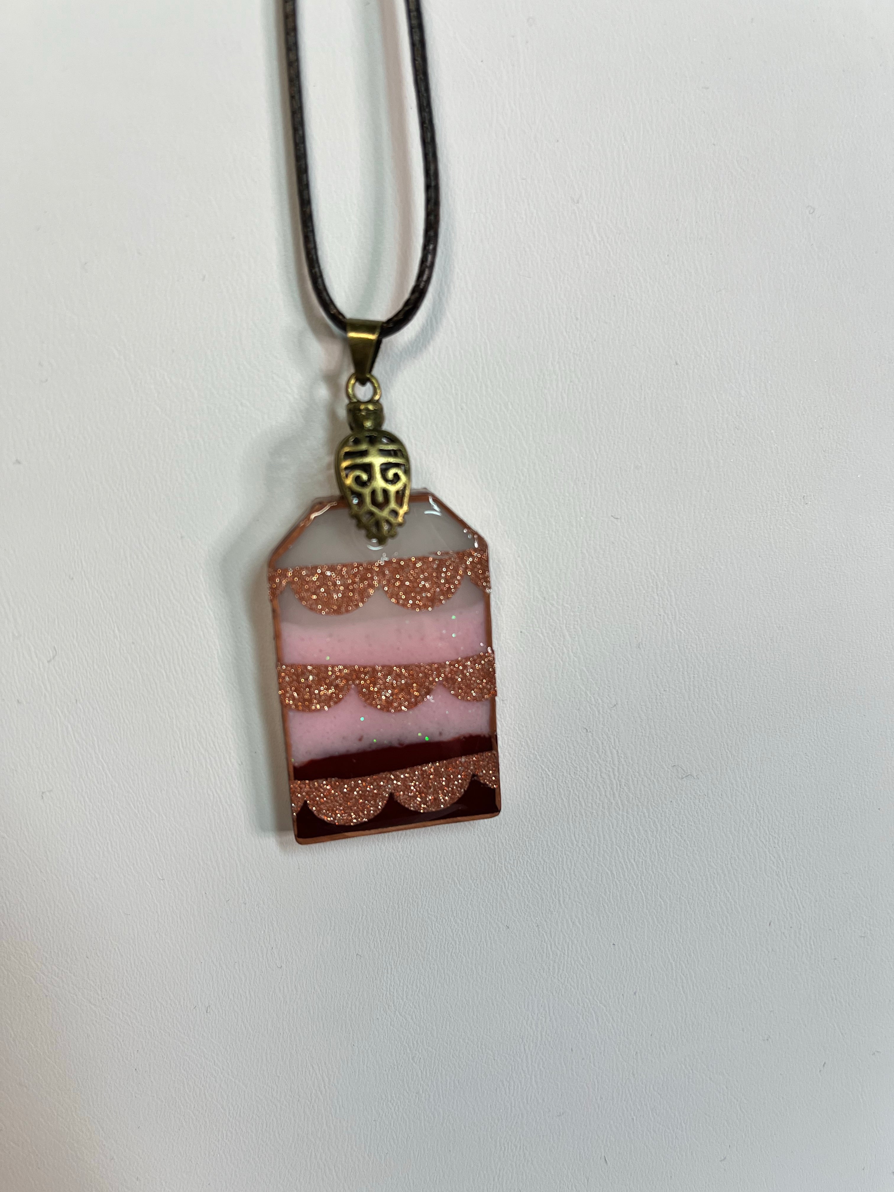 Ombré rose gold tag pendant necklace