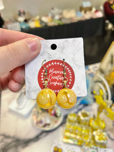 Yellow round drop earrings