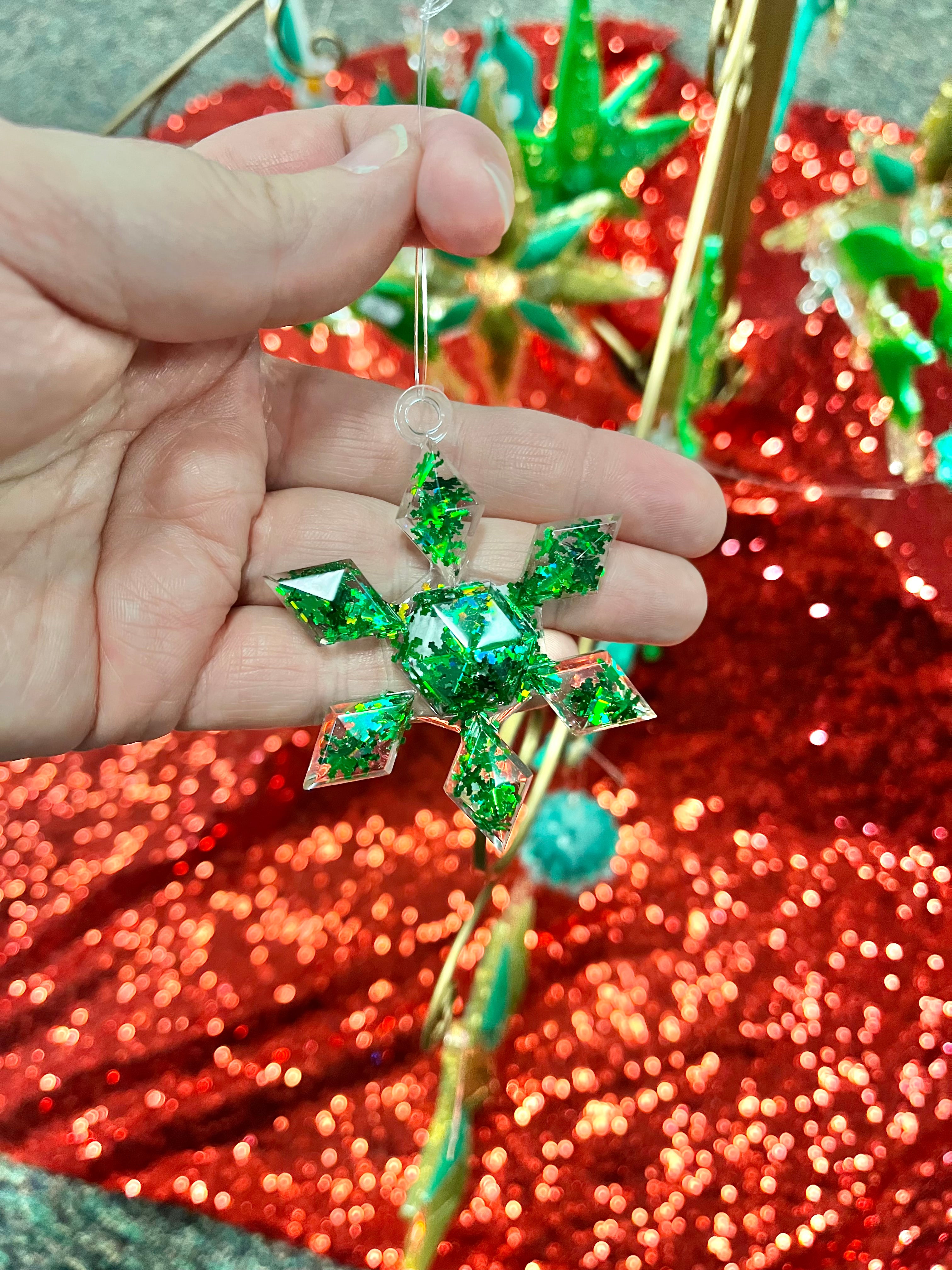 Green glitter snowflake