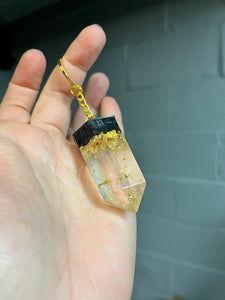 Black and gold crystal inspired keychain