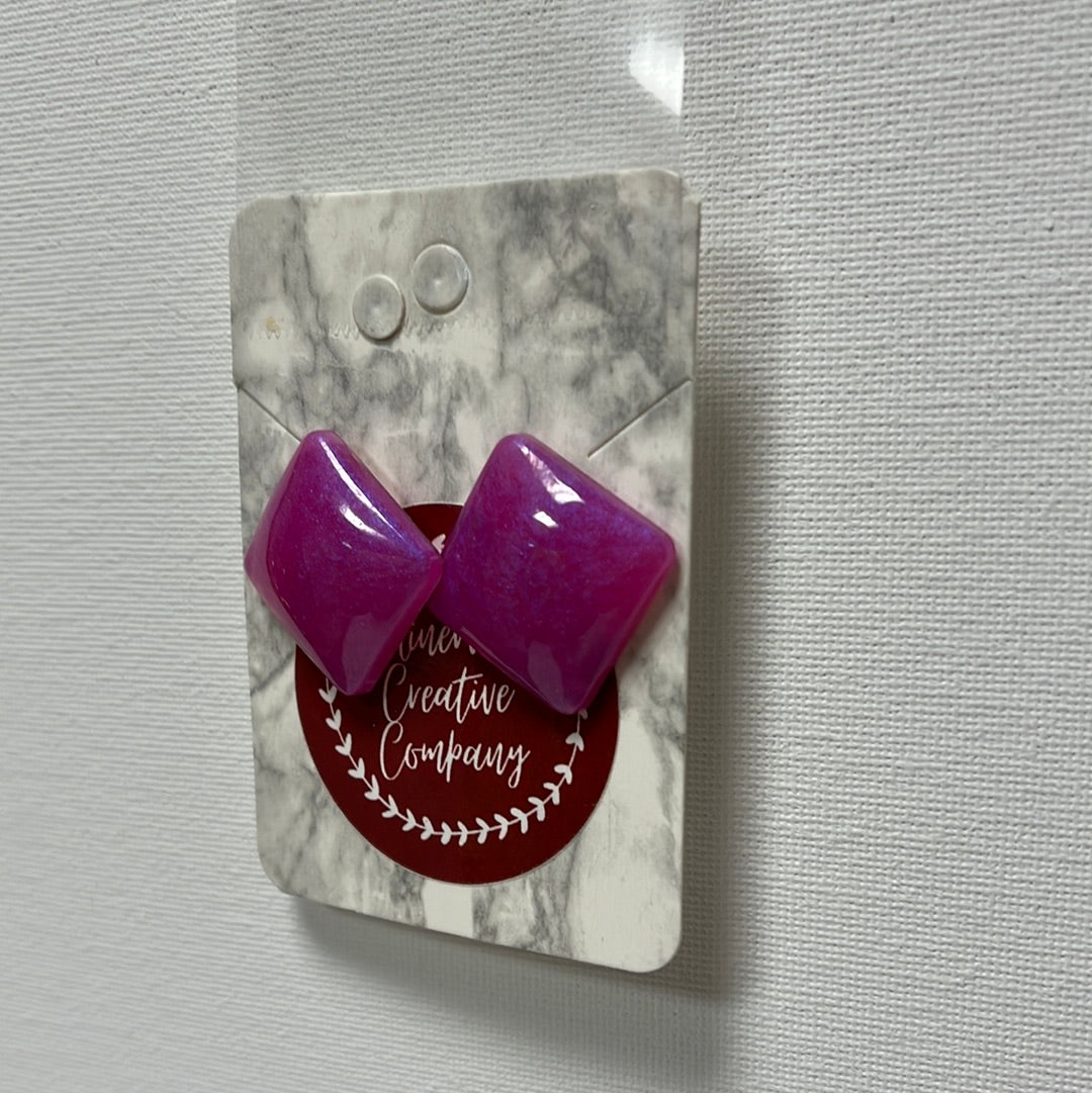 Fushia square earrings